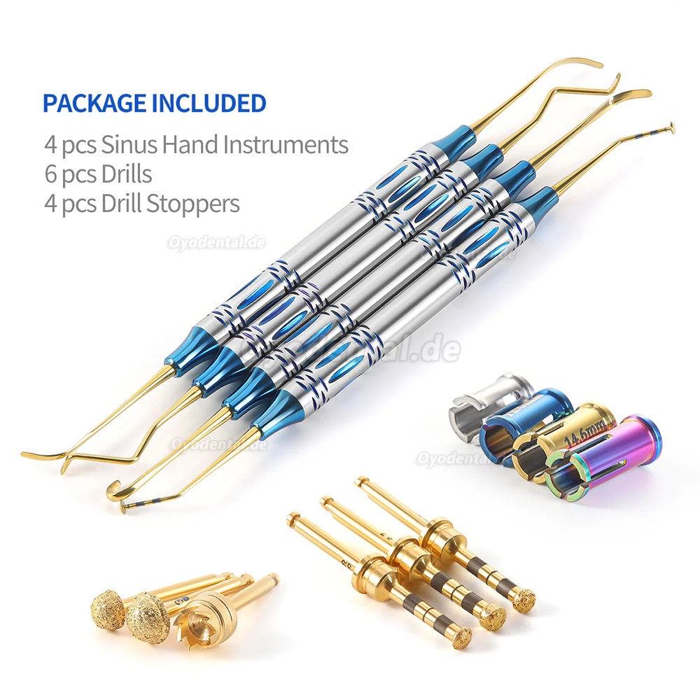 Dental Sinuslift Instrumenten Set mit Bohrern Stoppern Periostheber